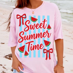 Preppy Retro Striped Sweet Summer Time PNG, Watermelon Coquette PNG Sublimation Design