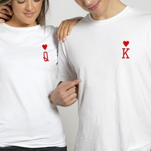 T-shirt femme "Reine de Cœur" T-shirt couple, Idée cadeau, T-shirt duo, Reine de Cœur, As, T-shirt jeu de cartes