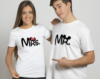 T-shirt de couple assorti Mr et Mme, Idée cadeau, T-shirt duo, T-shirt mariage, Cadeau Saint Valentin, Mr et Mrs Mouse