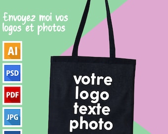 Tote Bag Noir personnalisé, sacs fourre-tout en toile, sacs shopping, sac imprimer, sacs en gros, tote bag personnalisé, tote bag