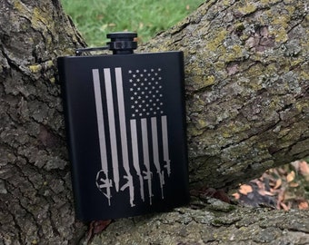 8oz Custom American flag flask