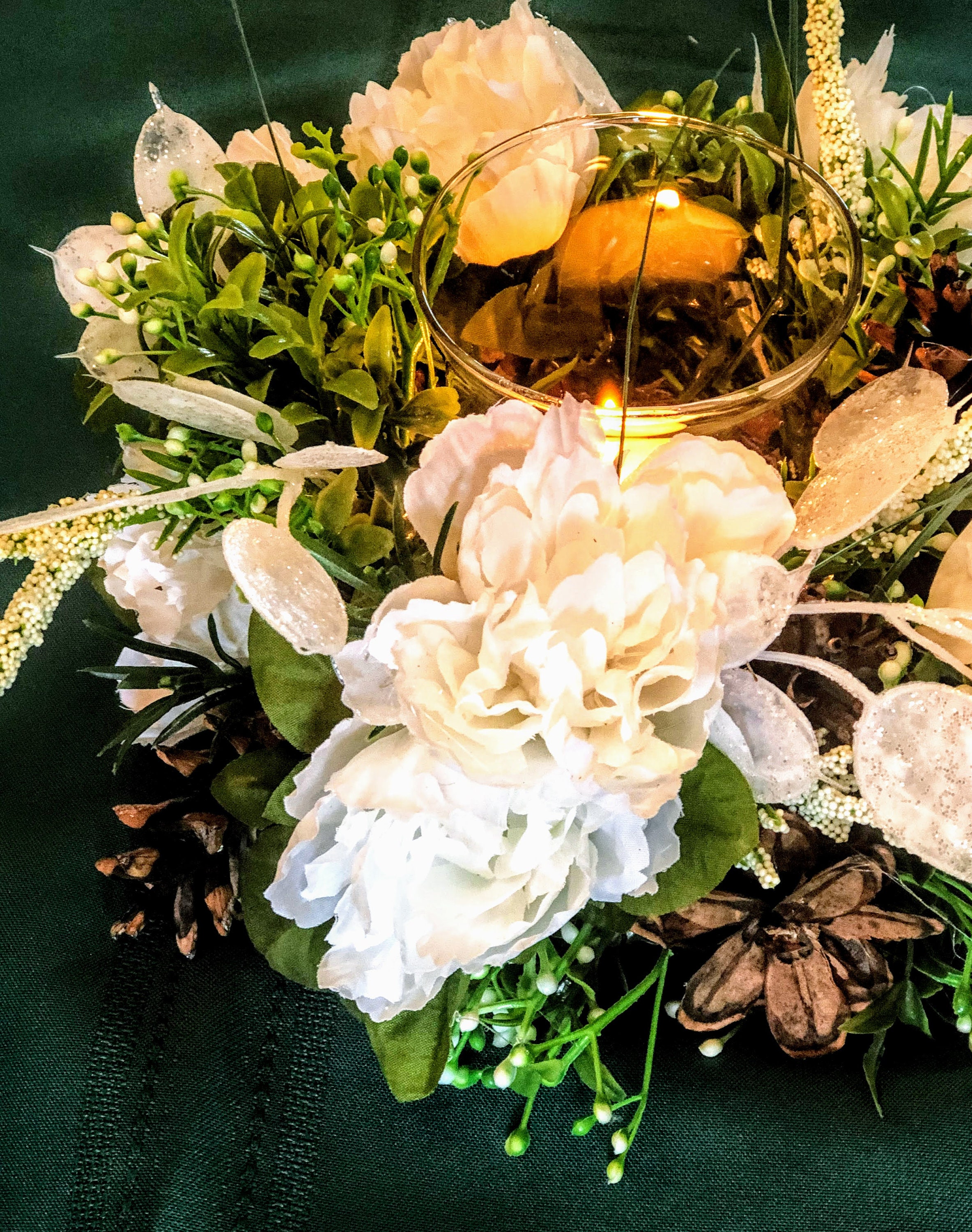 White Floral Candle Centerpiece Centerpiece with Candle Etsy