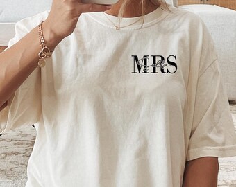 Comfortkleuren, gepersonaliseerd mevrouw-shirt, huwelijksreisshirt, bruidshirt, huwelijkscadeau voor haar, bruids to be-shirt, mevrouw-shirt, trouwshirt