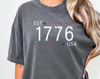 Camiseta Comfort Colors, 1776, Camiseta de EE. UU., Camiseta del 4 de julio, Camiseta América 1776, Camiseta patriótica, Camiseta Est. 1776, Camiseta del Día de la Independencia