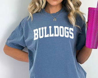 Camiseta de mascota Bulldogs de colores cómodos, camiseta del equipo escolar