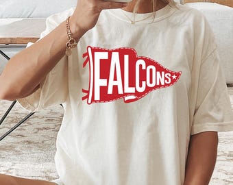 Falcons Pennant Comfort Colors Shirt, School Spirit Tee