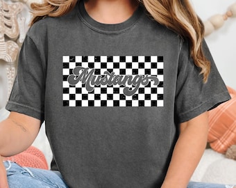 Comfort Colors, Checker Mustangs Shirt, Checked Mustangs Shirt, Mustangs Team Shirt, Mustangs Spirit, Mustangs Shirt, Mustangs Mascot Shirt