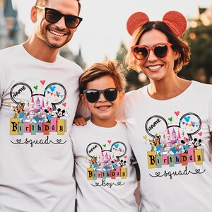 Camiseta personalizada de escuadrón de cumpleaños, camiseta de cumpleaños con nombre, camisetas personalizadas de Disneyland, camisetas familiares personalizadas de Disneyworld, camisetas familiares de cumpleaños a juego