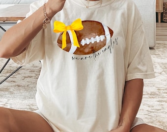 Comfort Colors, Football Coquette Bow Shirt, Bow Mascot Shirt, Football Cheer Shirt, Football Team Shirt, Bow School Shirt, Cheer Mama Shirt