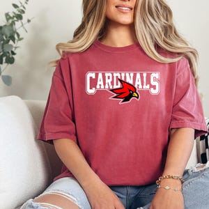 Comfort Colors, Cardinal Shirt, Cardinal School Spirit Shirt, Cardinal Football Shirt, Cardinal Mom Shirt, Cardinals Spirit Wear, Cardinals