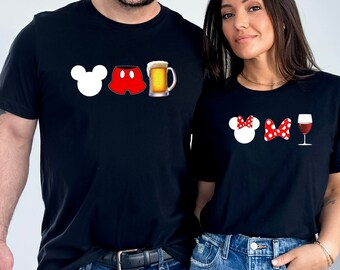 Camisetas de Disney para beber a juego, Mickey y Minnie, Drink Around World