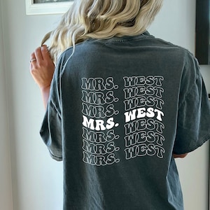 Comfort Colors Tee, Custom Bride Shirt, Custom Last Name Shirt, Personalized Mrs Shirt, Honeymoon Shirt, Mrs Shirt, Mrs Name Shirt