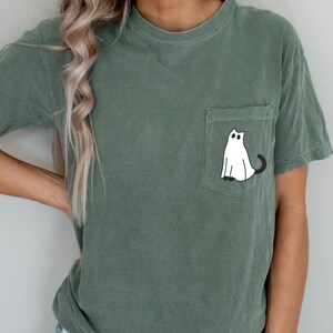 Comfort Colors, Ghost Cat Shirt, Halloween Ghost Cat Shirt, Funny Ghost Cat Shirt, Cute Halloween Shirt, Halloween Cat Shirt, Black Cat