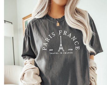 Comfort Colors Paris France T-Shirt, Eiffel Tower Souvenir