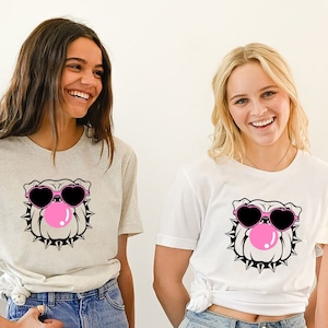Bulldog Shirt, Bubblegum Bulldog Tshirt, Bulldog Face Shirt, School Mascot Shirt, Bulldog Sunglasses Shirt, School Spirit, Bulldog Mom Shirt