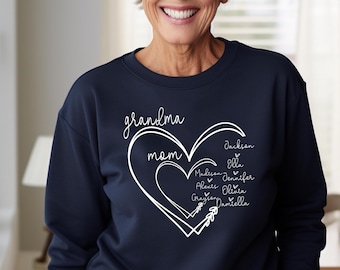Personalized Grandma Sweatshirt with Kids Names, Mother's Day Gift