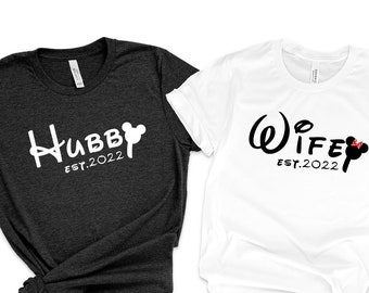 Disney Hubby and Wifey Shirts, Mickey Minnie Couple Matching Tees
