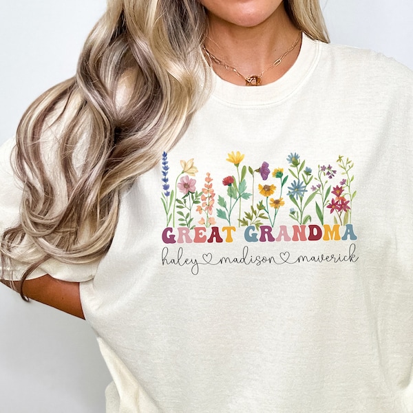 Comfort Colors®, Great-Grandma Shirt, Great Grandma Shirt With Names, Personalized Great Grandma Shirt, Mother's Day Gift,Great Grandma Gift