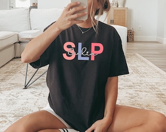 Personalized SLP Nurse Comfort Colors Shirt, Speech Therapist Gift