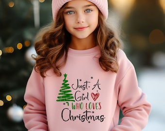 Girls Christmas Sweatshirt, Holiday Graphic Tee