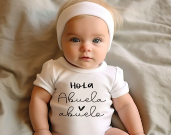 Pregnancy Announcement Baby Reveal Bodysuit Abuela Abuelo Spanish Anuncio de Embarazo para Abuelitos Abuelas Spanish Pregnancy Announcement