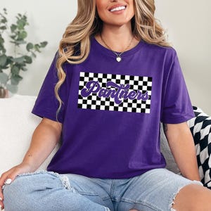 Checked Panther Shirt, Retro Panther T-shirt, Panther Retro Shirt, Check Panther Shirt, Panther Team Shirt, School Spirit, Panther Mom Shirt