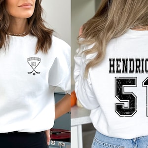 Custom Hockey Mom Sweatshirt, Personalized Hockey Crewneck, Hockey Mom Hoodie, Name and Number Hockey Sweatshirt, Hockey Fan Shirt, Hockey
