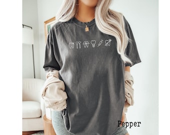 Cores confortáveis, camisa odontológica, camisa para auxiliar de dentista, camisa para dentista, presente para higienista dental, camisa para estudante de odontologia, presente para dentista