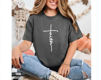 Comfort Colors, Jesus Shirt, Christian Shirt, Vertical Cross Shirt, Cross Shirt, Faith Cross Shirt, Religious Shirt, Faith Christian Shirt