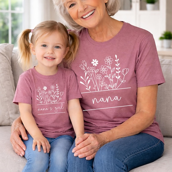 Nana and Nana's Girl Matching Shirts, Floral Mother's Day Gift