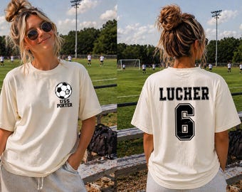 Comfort Colors Personalized Soccer Shirt, Custom Name Number