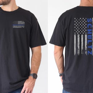 Comfort Colors, Custom Blue Line American Flag Shirt, Police Officer Gift, Custom Police Shirt, Thin Blue Line Shirt, Gift for police