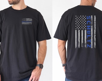 Comfort Colors, Custom Blue Line American Flag Shirt, Police Officer Gift, Custom Police Shirt, Thin Blue Line Shirt, Gift for police