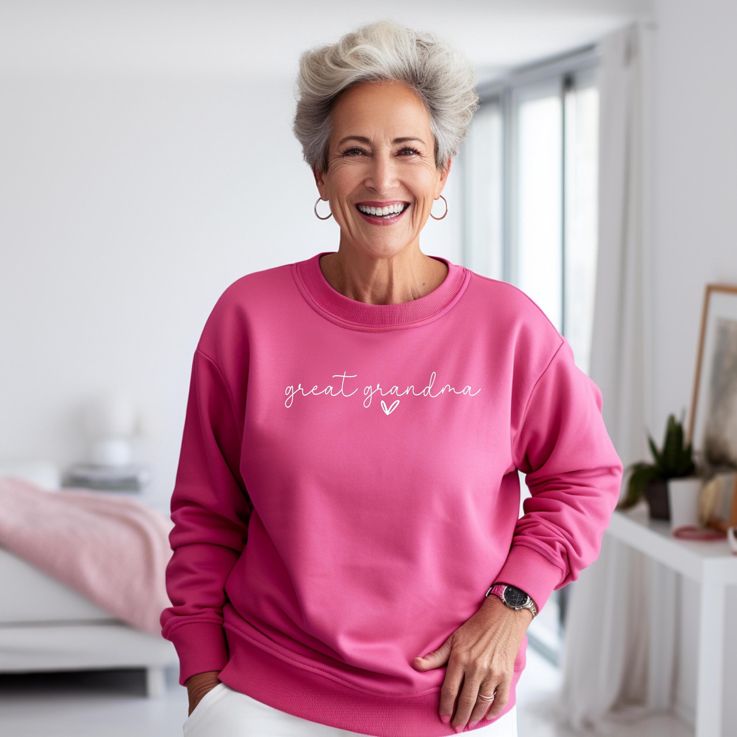 Sunidol Women's Great Grandma Sweatshirt - Pink, Medium, Casual Loose Pullover With Saying Print