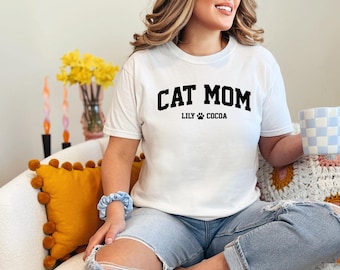 Comfort Colors Custom Cat Mom Shirt, Personalized Pet Shirt