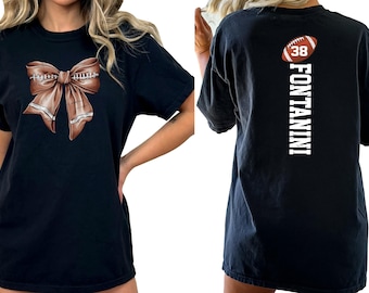 Comfort Colors, Customized Football Shirt, Football Mom Shirt, Custom Mascot Bow Shirt, Coquette Bow School Shirt, Cheer Mascot Shirt
