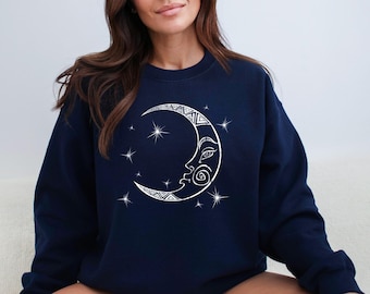 Sweatshirt Celestial Moon Stars, boho-cadeau
