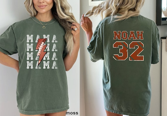 Comfort Colors Football Mama Shirt, Personalized Name Number, Custom Team Shirt