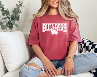 Couleurs confortables, chemise bouledogues, chemise mascotte équipe bouledogues, chemise mascotte bouledogues, chemise équipe bouledogues, chemise bouledogues école, bouledogues