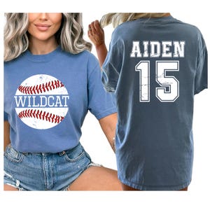 Comfort Colors, Custom Baseball Mom Shirt, Personalized Baseball Shirt, Game Day Baseball, Name and Number Baseball Shirt, Baseball Team
