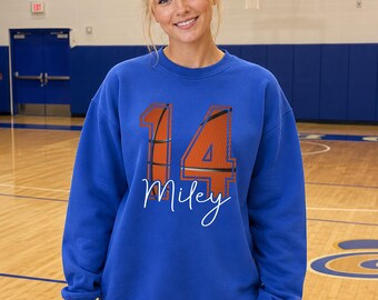 Personalized Basketball Number Sweatshirt, Custom Team Hoodie
