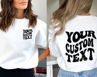 Felpa con testo ondulato personalizzato, maglietta con citazione personalizzata
