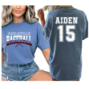 Comfort Colors, Custom Baseball Mom Shirt, Personalized Baseball Shirt, Game Day Baseball, Name and Number Baseball Shirt, Baseball Team