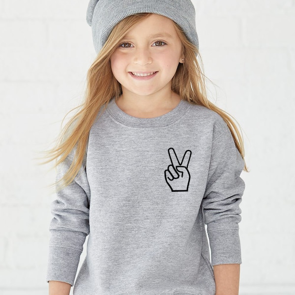 Peace Toddler Sweatshirt, Peace Hand  Sweatshirt, Be Happy Toddler Sweatshirt, Be Kind Sweatshirt, Peace Sign Sweatshirt, DTG Printing