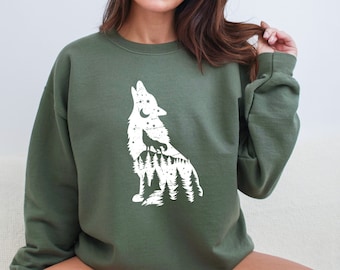 Howling Wolf Pack Sweatshirt, Camping Natur-Shirt