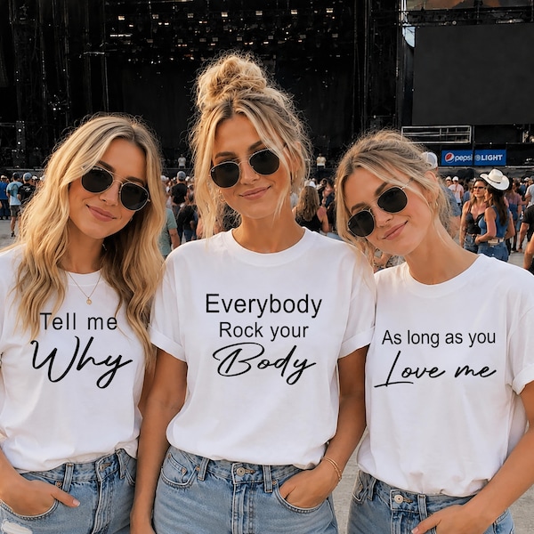 Camiseta con letras de boy bands, divertida camiseta de grupo, camiseta de concierto