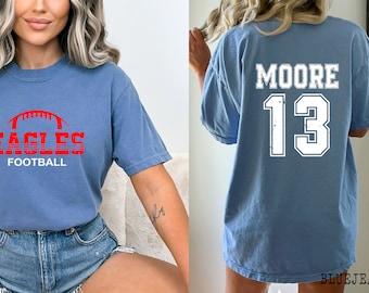 Comfort Colors Football Shirt, Personalized Name & Number, Gameday Tee