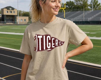 Comfort Colors Tigers Pennant Shirt, School Spirit Tee