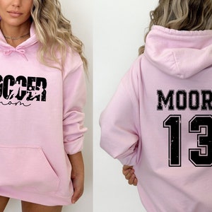 Sweatshirt gepersonaliseerd voetbalnummer, aangepaste voetbalhoodie, sweater voetbal moeder, hoodie voetbalnummer, aangepast voetbalshirt, voetbalhoodie