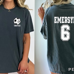 Comfort Colors® Customized Soccer Shirt, Personalized Soccer Shirt, Soccer Mom Shirt, Soccer Name Shirt, Custom Soccer Shirt, Soccer Number